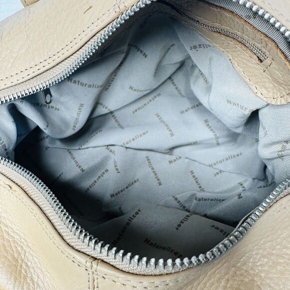 Naturalizer Tan Pebble Grain Leather Handbag Double Front Pockets 12"x5"x6" - Picture 11 of 15